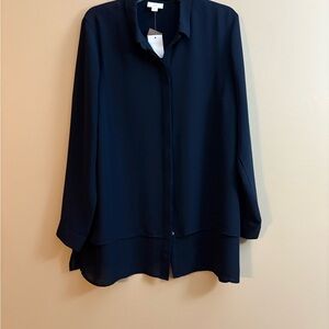 J. Jill Elegant Navy Blue Women's Blouse Size Large!